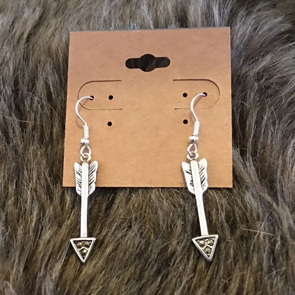 Silver plated arrow with marcasite earrings